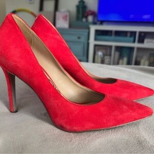 Sam Edelman Hazel Red Suede Pointed Toe Pumps – Size 5.5